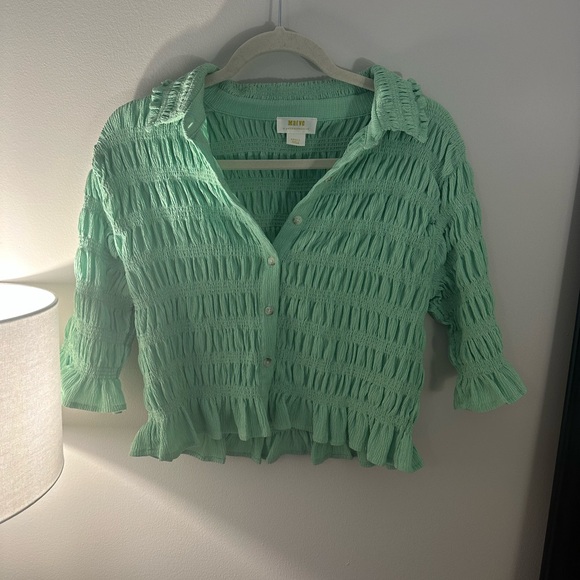 Maeve Smocked Button-Front Top - Picture 3 of 6